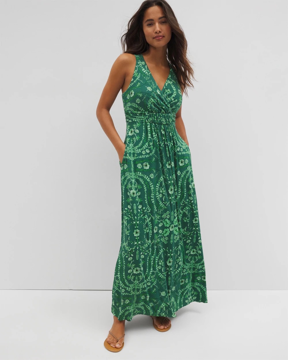 Soma / Isla Cross Back Maxi Bra Dress TROPICAL TRELLIS GREEN