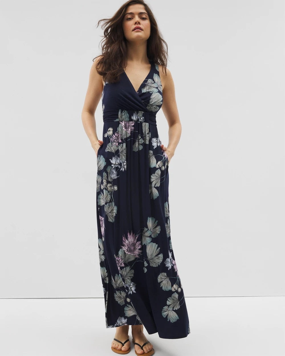 Soma / Isla Cross Back Maxi Bra Dress BOTANICAL BLISS NAVY