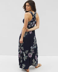 Soma / Isla Cross Back Maxi Bra Dress BOTANICAL BLISS NAVY
