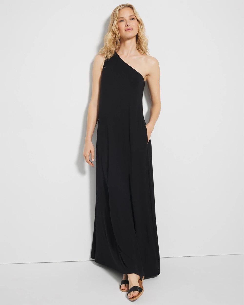 Soma / One-Shoulder Maxi Bra Dress BLACK