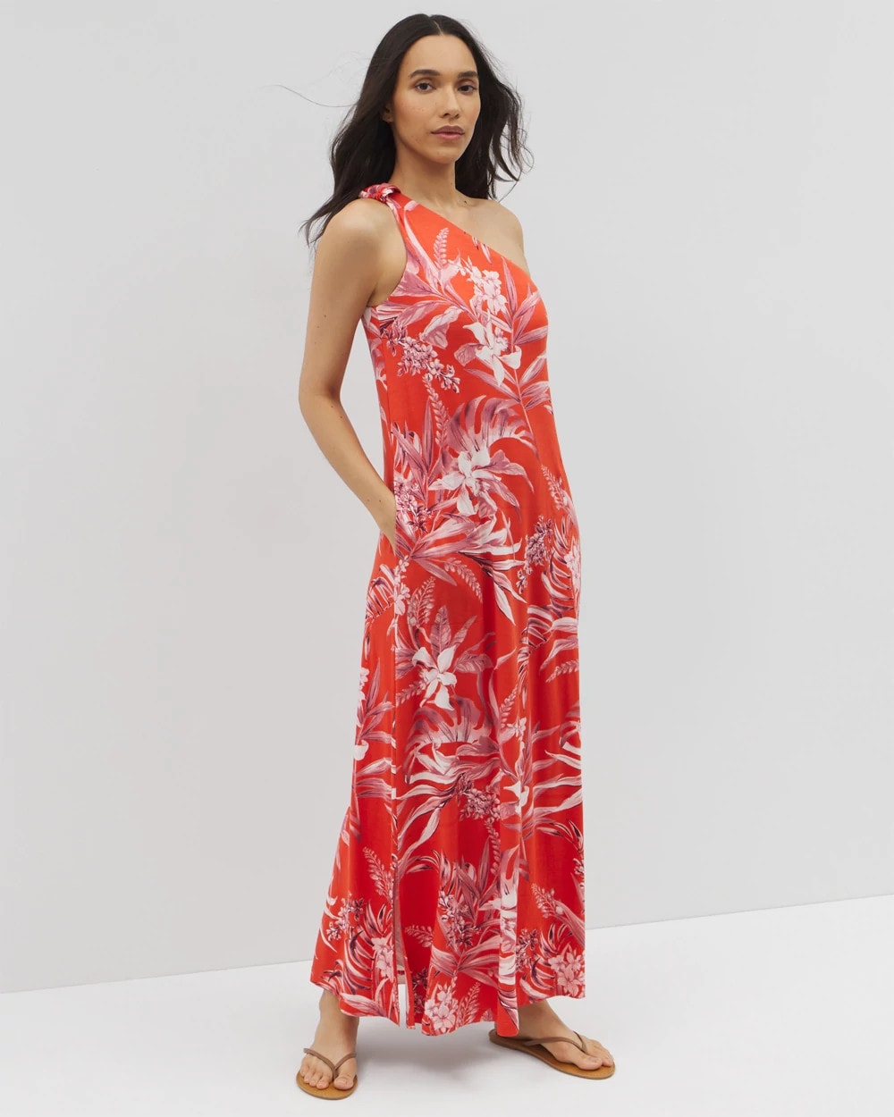Soma / One-Shoulder Maxi Bra Dress PALM PERFECT G GOJI BERRY