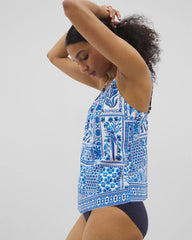 Soma / Beyond Control Sea Life High-Neck Tankini Top WHITE MULTI