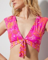 Soma / Desert Bloom Cap-Sleeve Crop Top DAHLIA MULTI