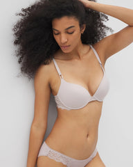 Soma / Push-Up Plunge Bra with Lace GRAY GLASS