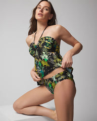 Soma / Ruched Bikini Bottoms OASIS PALMS BLACK