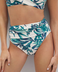 Soma / Ruched High-Waist Bikini Bottom PALM PERFECT COCONUT