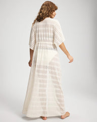 Soma / Sunkissed Crochet Open-Front Caftan COCONUT WATER