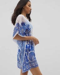 Soma / Beyond Control Sea Life Chiffon Caftan WHITE MULTI