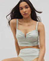Soma / Seersucker V-Wire Cropped Bikini GREEN SEERSUCKER