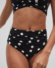 Soma / Ruched High-Waist Bikini Bottom MOVEMENT DOT MINI B