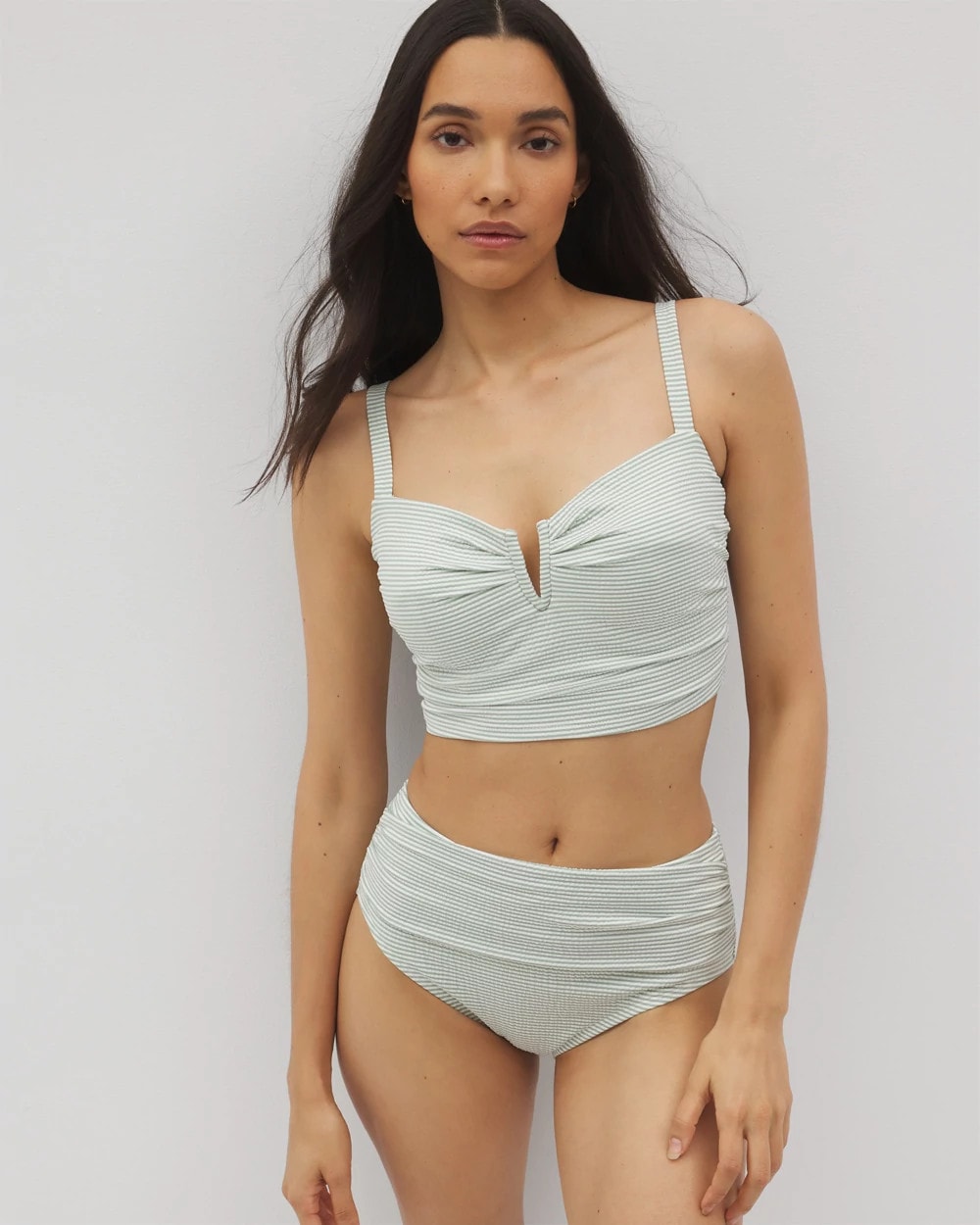 Soma / Seersucker High-Waist Bottoms GREEN SEERSUCKER
