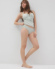 Soma / Ruched Bikini Bottoms GREEN SEERSUCKER