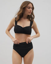 Soma / Ruched High-Waist Bikini Bottom BLACK