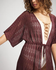 Soma / Sunkissed Crochet Open-Front Caftan COFFEE