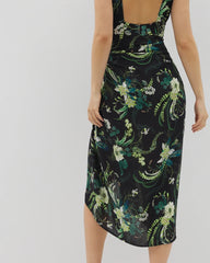 Soma / Rayon Crepe Pareo TROPICAL TWIST BLACK