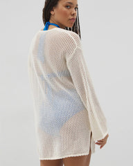 Soma / Cotton Crochet-Style Shift Cover-Up COCONUT