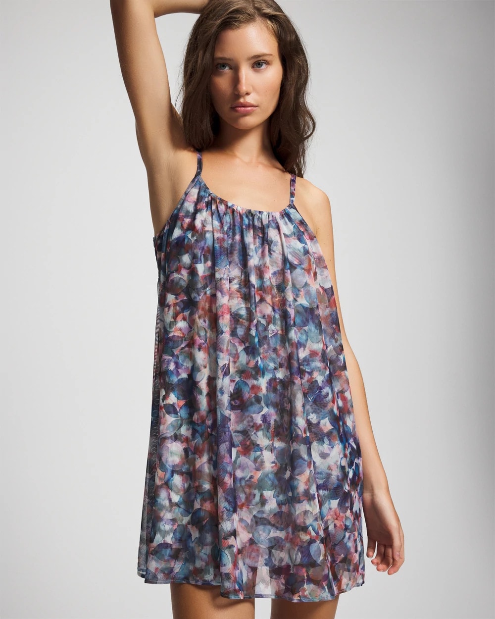 Soma / Mesh Ruched Chemise PETAL MOSAIC PETROL