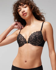 Soma / Push-Up Front-Close Bra with Lace BLACK