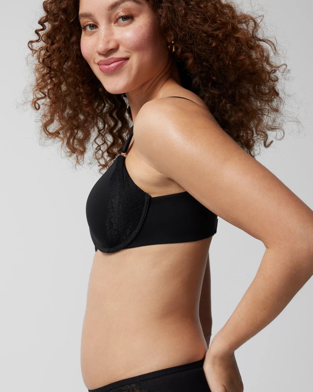 Soma / Perfect Coverage Bra with Lace Trim BLACK