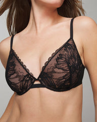 Soma / Plunge Bra with Lace BLACK