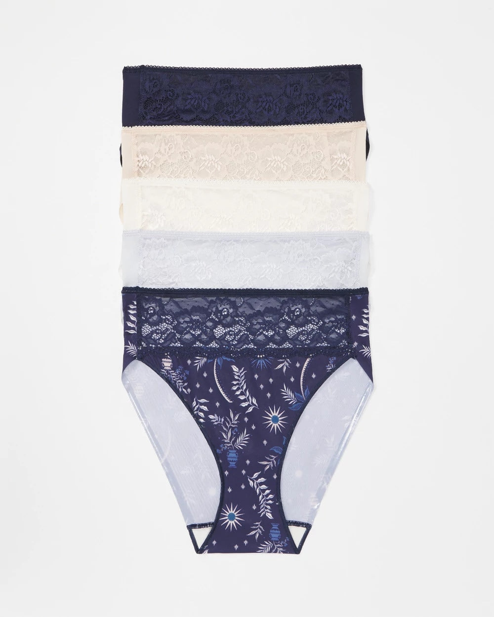 Soma / Edge High-Leg Brief Panty with Lace 5 Pack BOTANICAL TILE MULTI PACK