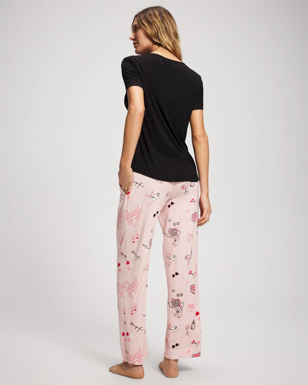Soma / Short Sleeve + Pant Pajama Set BE MINE PRETTY PINK