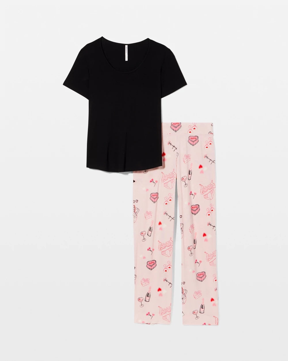 Soma / Short Sleeve + Pant Pajama Set BE MINE PRETTY PINK
