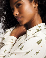 Soma / Long-Sleeve Notch Collar Pajama Top FESTIVE FIRS CHAMP DREAMS