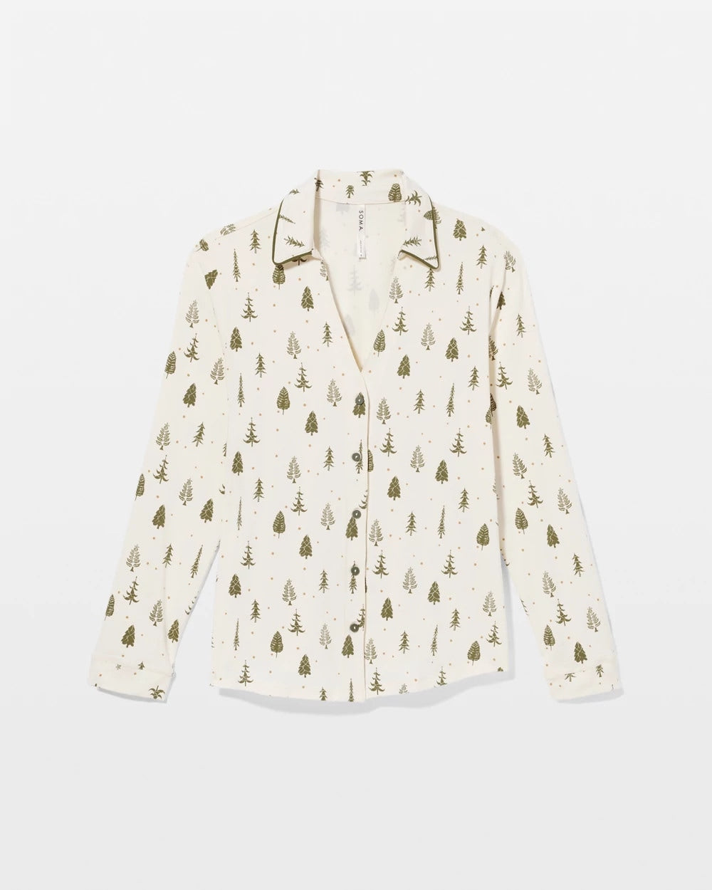 Soma / Long-Sleeve Notch Collar Pajama Top FESTIVE FIRS CHAMP DREAMS