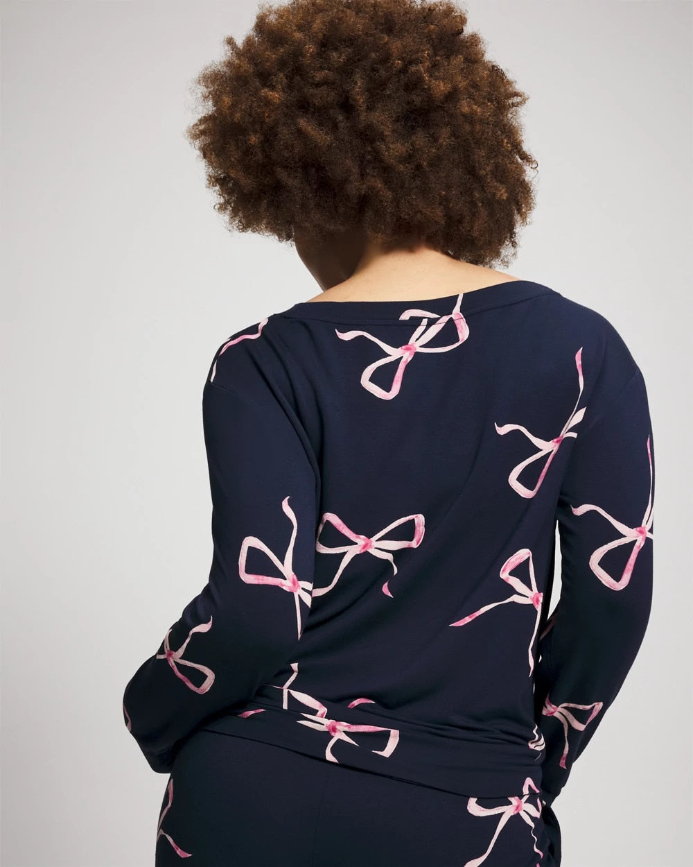 Soma / Long-Sleeve Pajama Top BELOVED BOWS GRAND NAVY