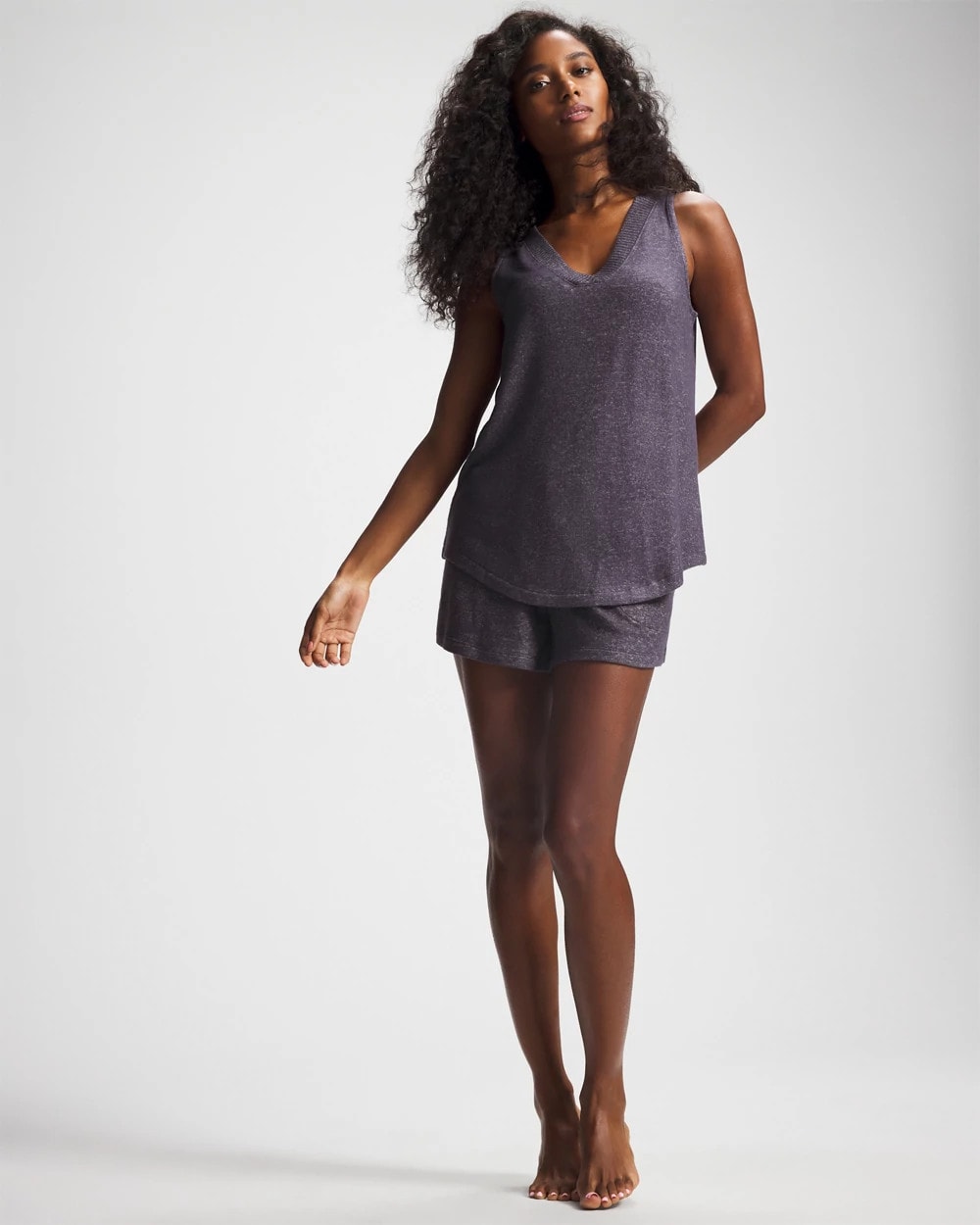 Soma / V-Neck Pajama Tank GRAY INK/PEARLED IVORY