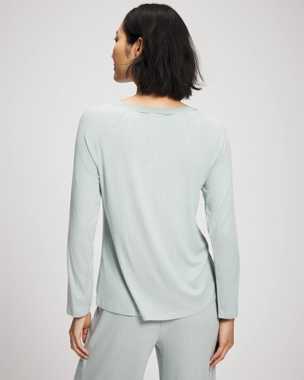Soma / Pointelle Long Sleeve Pajama Top GREEN MIST
