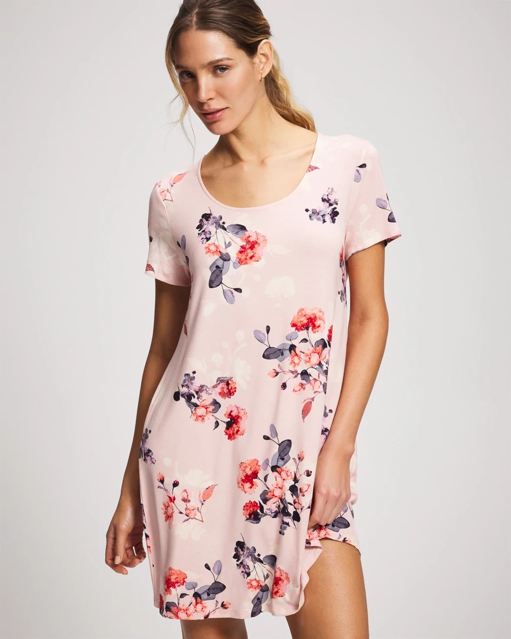 Soma / Short Sleeve Scoop Neck Sleepshirt FLORAL DREAMS PINK BLUSH
