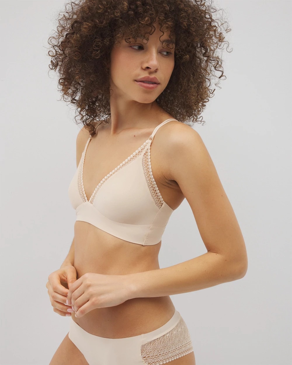 Soma / Geo Lace Trim Bralette PALE SAND