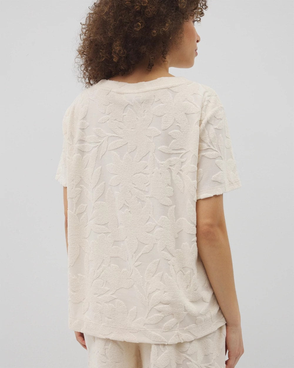 Soma / Jacquard Terry Short Sleeve Top PARCHMENT