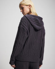 Soma / Cable Knit Plush Hoodie GRAY INK