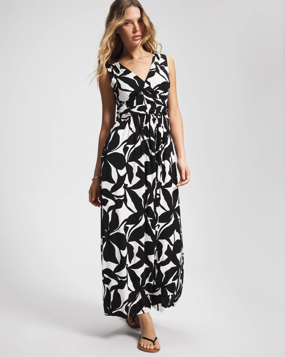 Soma / Goddess Maxi Bra Dress MEANDERING LEAF BLACK