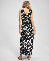 Soma / Goddess Maxi Bra Dress MEANDERING LEAF BLACK