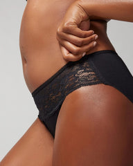 Soma / Cotton Blend Hipster Panty with Lace BLACK