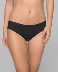 Soma / Cotton Hipster Panty with Lace Trim BLACK