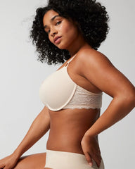 Soma / Push-Up Plunge Bra with Lace PALE SAND