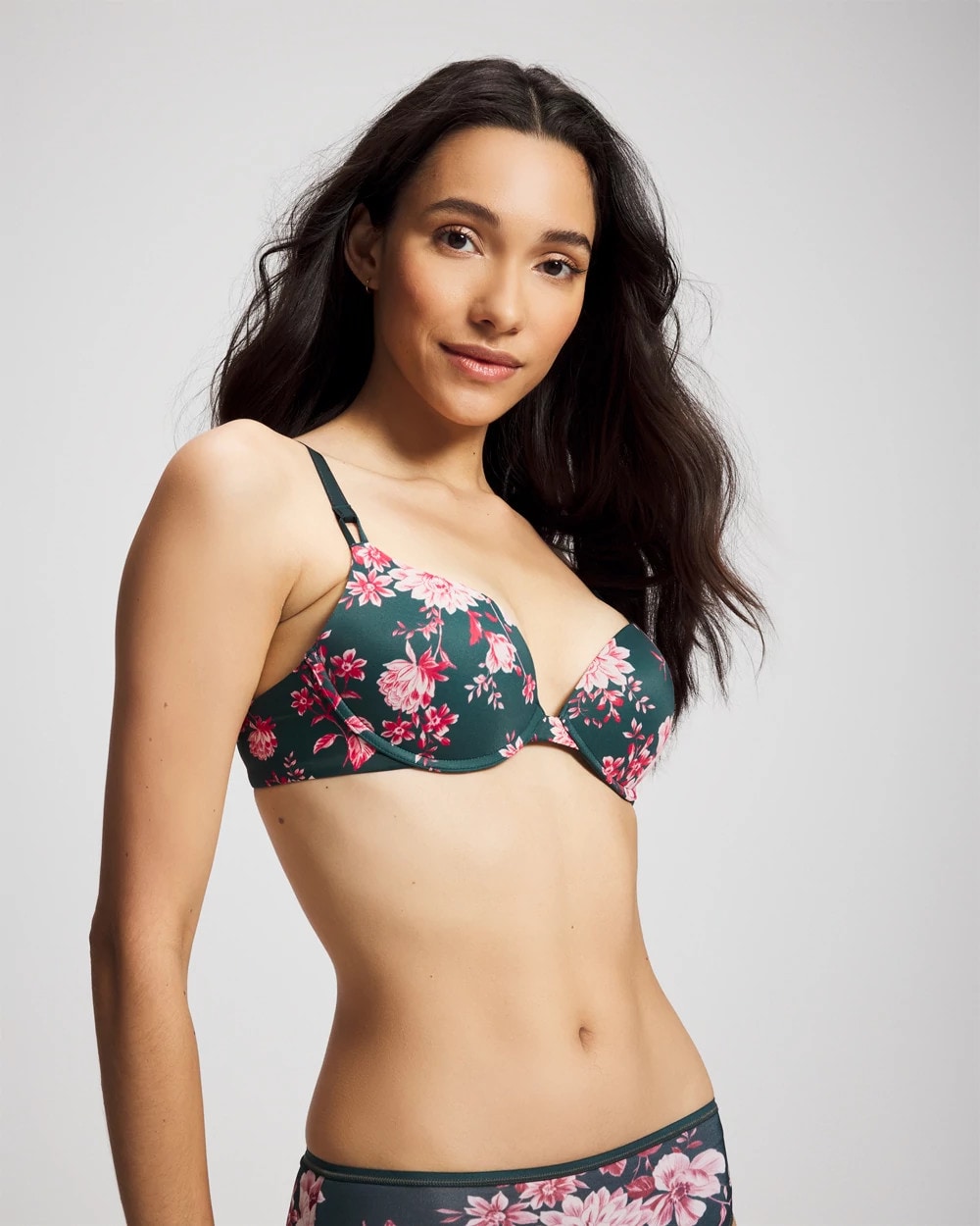 Soma / Push-Up Plunge Bra COTTAGE FLORAL MINI GREEN