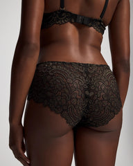 Soma / Lace Back Hipster Panty BLACK W/ GOLD FILL