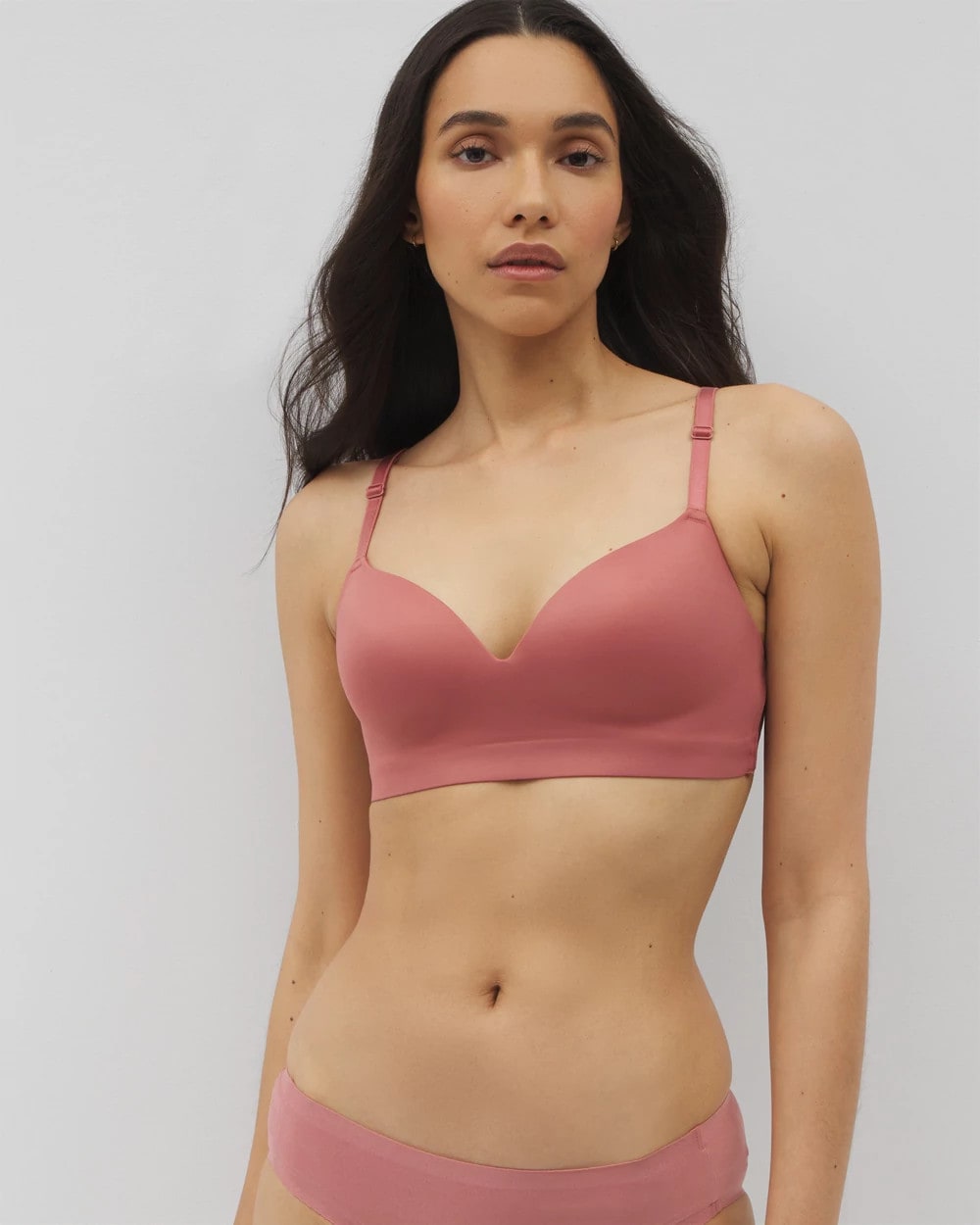Soma / Luxe Wireless Bra with Lace Back CLAY ROSE