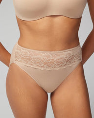 Soma / Cotton Blend High-Leg Panty with Lace WARM AMBER