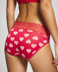 Soma / High-Leg Panty with Enchanting Lace MANDALA HEARTS RED MINI