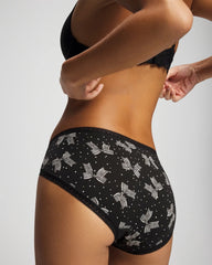 Soma / Cotton High-Leg Brief Panty with Lace Trim THATS A WRAP BLK MICRO