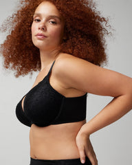 Soma / Push-up Plunge Bra with Lace BLACK