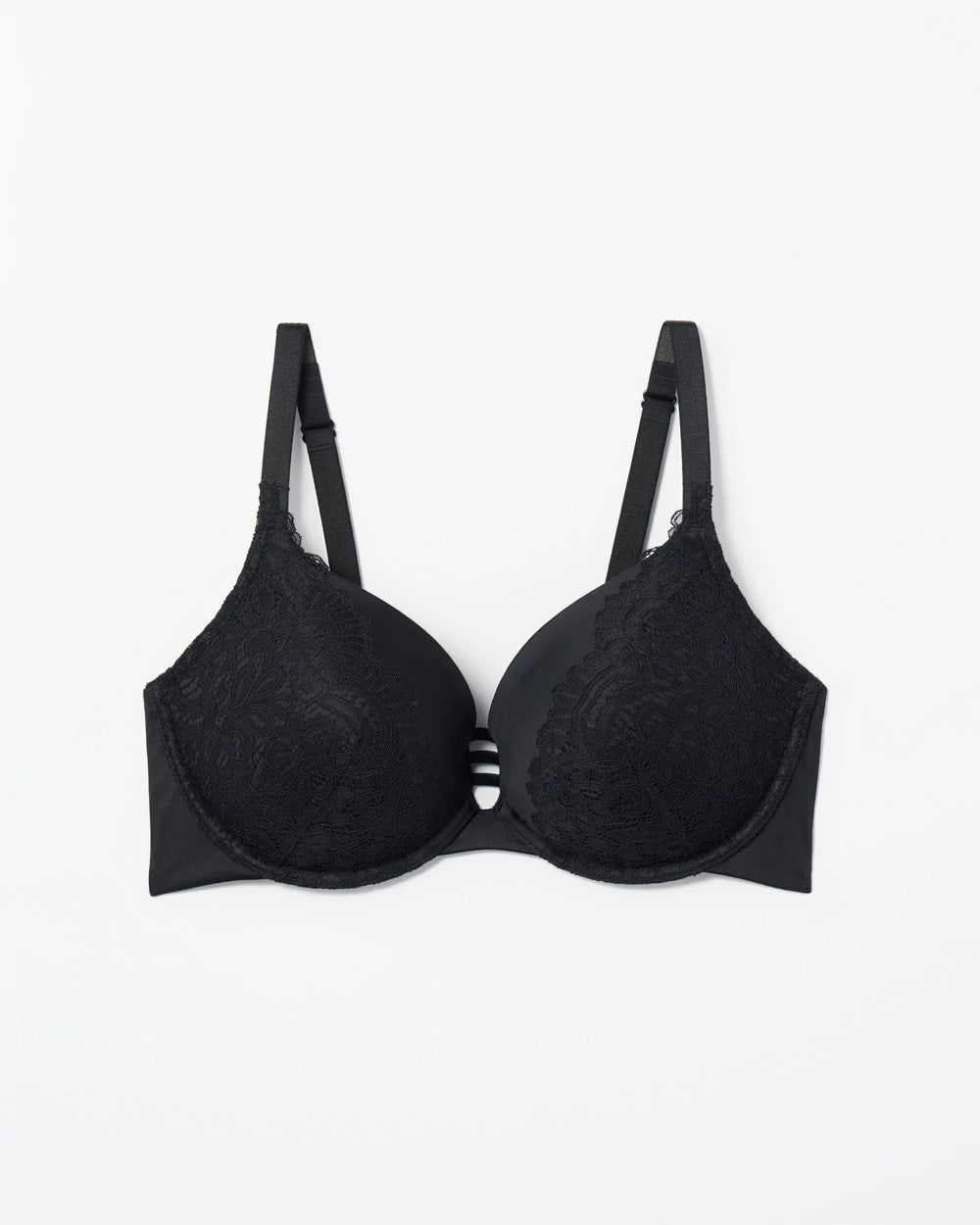 Soma / Push-up Plunge Bra with Lace BLACK