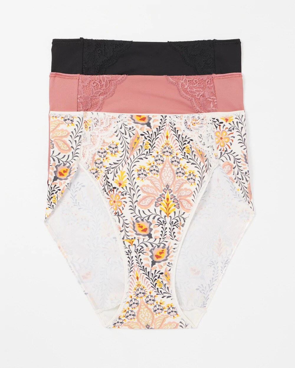 Soma / High-Leg Brief Panty with Lace 3 Pack VINE PAISLEY MULTIPACK